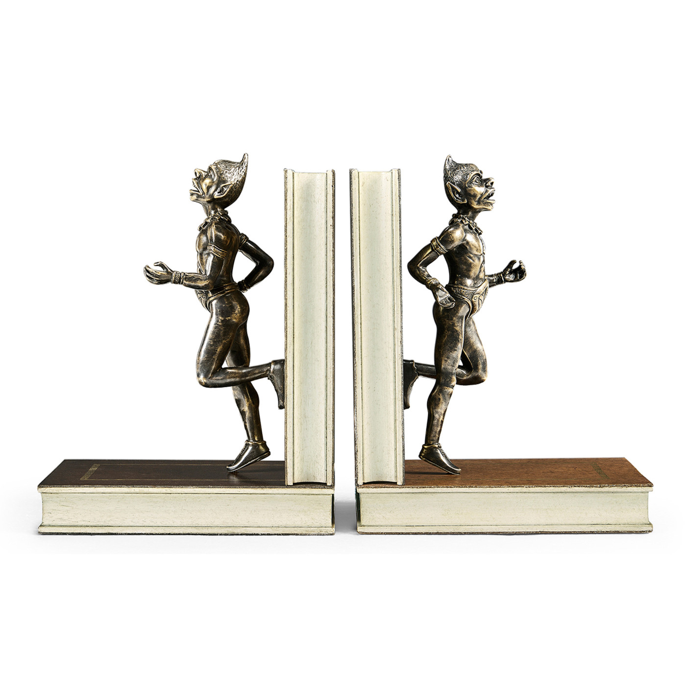 Pair of Antique Dark Bronze Elf Bookends