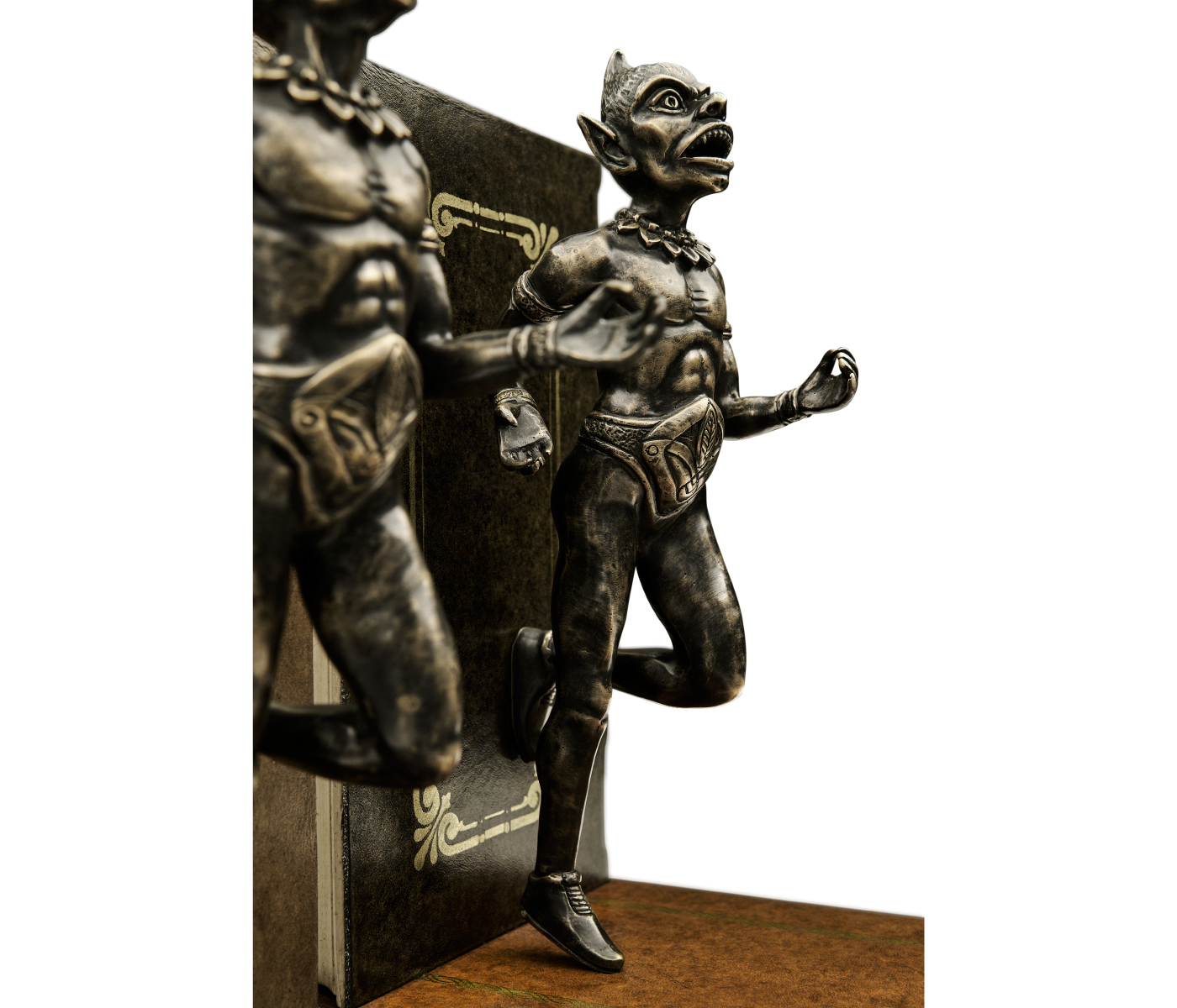 Pair of Antique Dark Bronze Elf Bookends