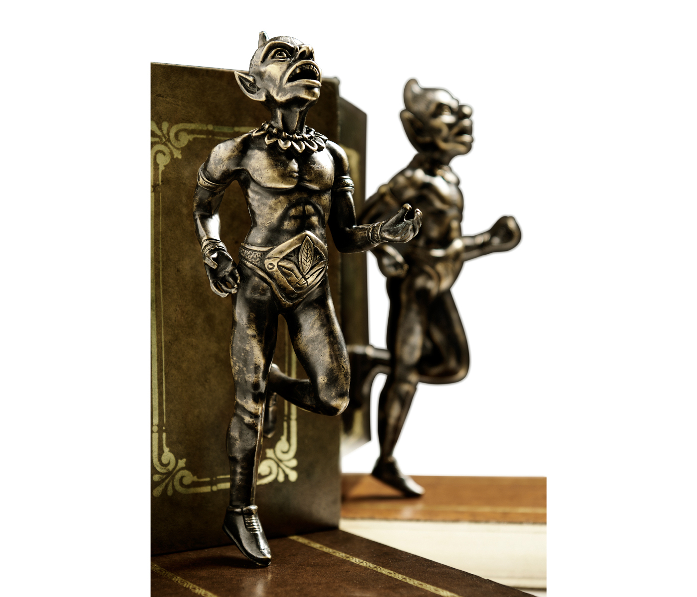 Pair of Antique Dark Bronze Elf Bookends