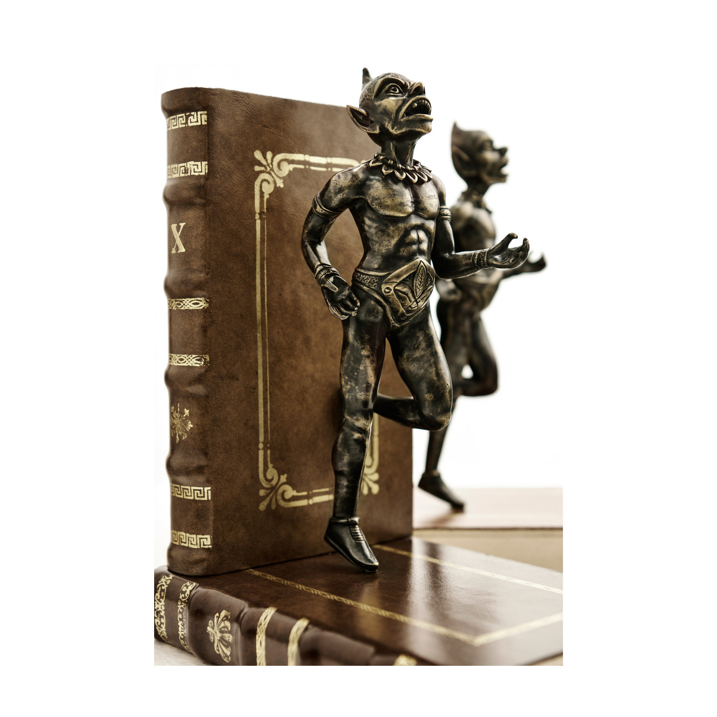 Pair of Antique Dark Bronze Elf Bookends