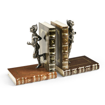 Pair of Antique Dark Bronze Elf Bookends