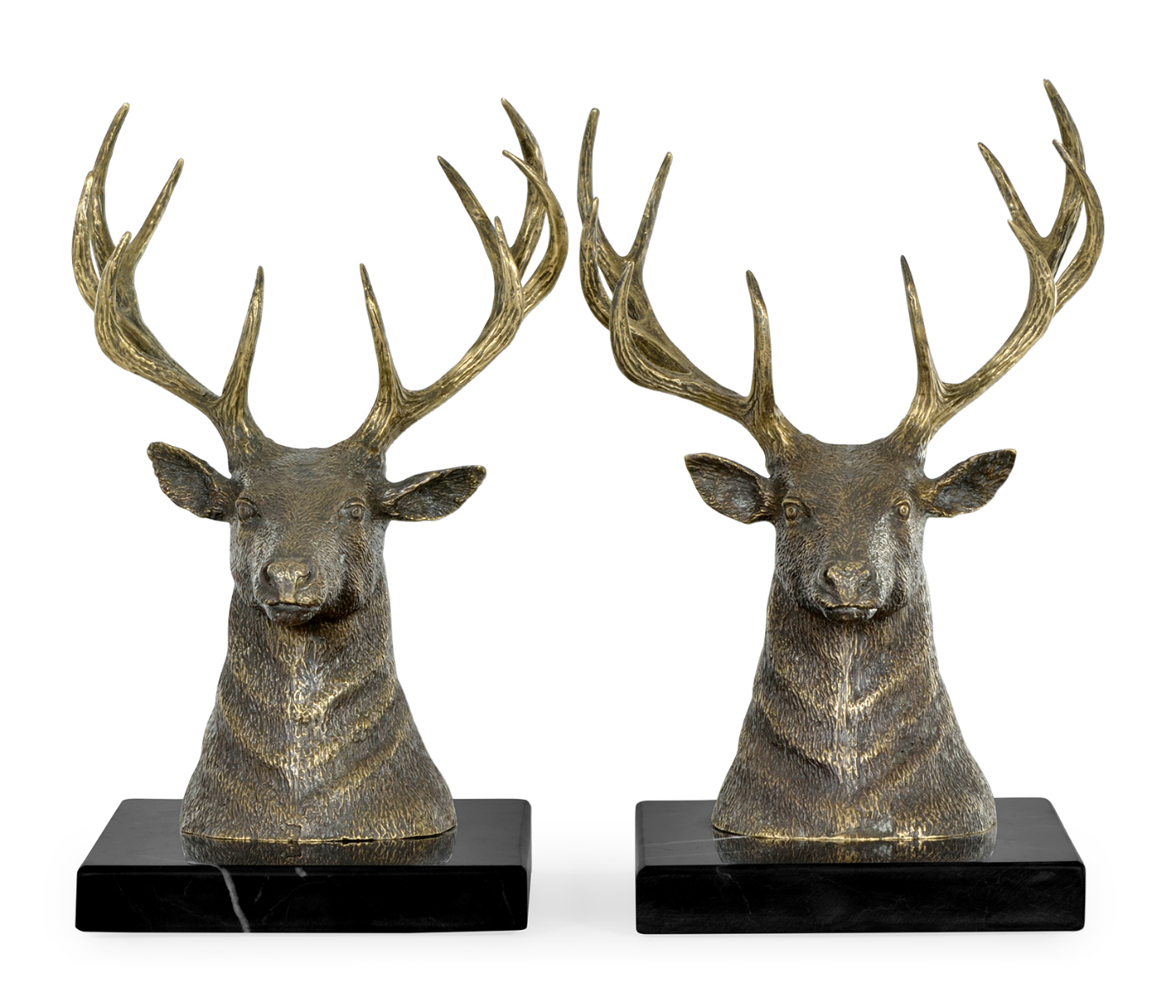 Pair of Light Brass Deer Mounted Bookends