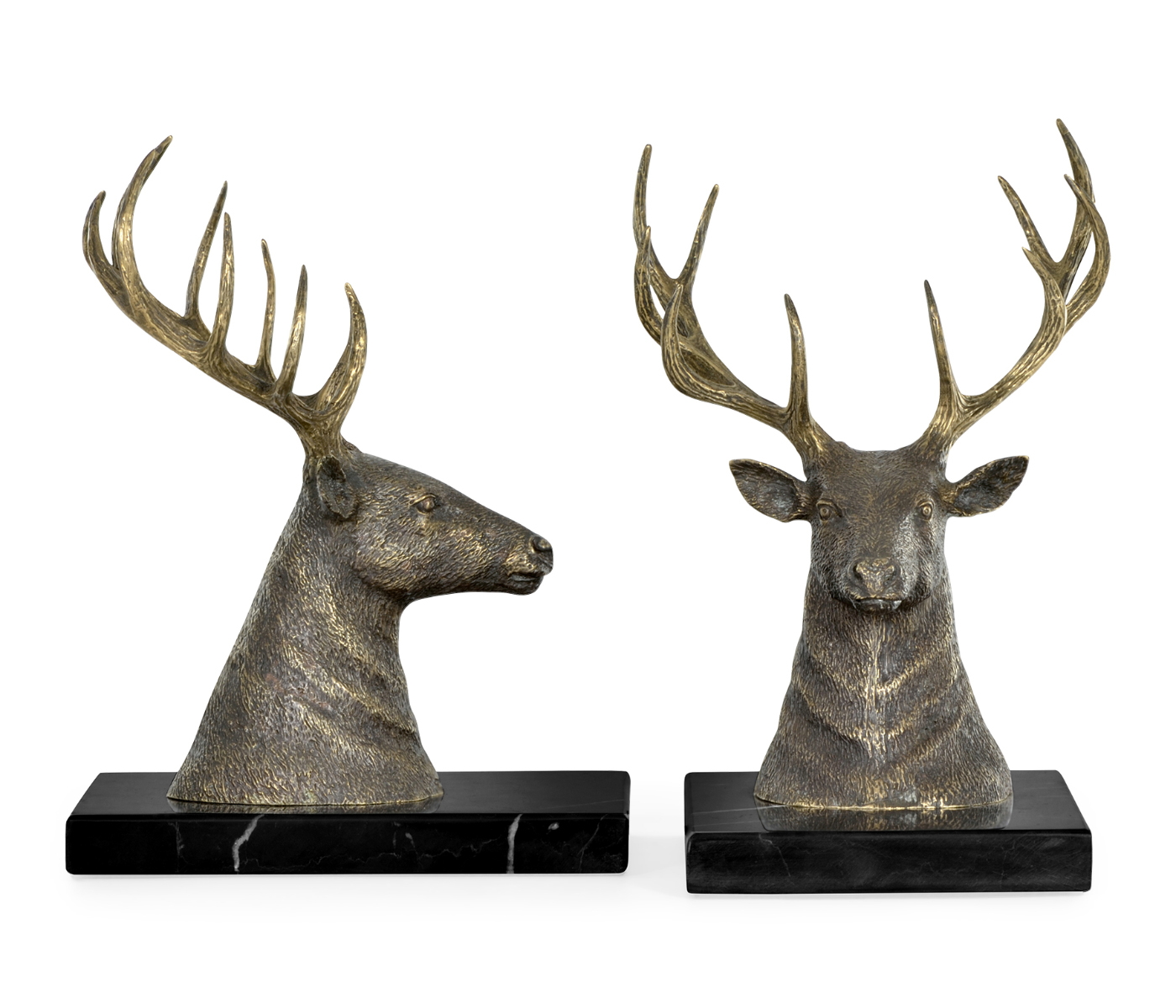 Pair of Light Brass Deer Mounted Bookends