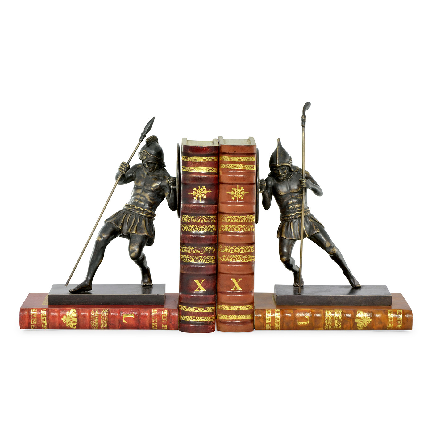 Pair of Antique Dark Bronze Roman Gladiator Bookends