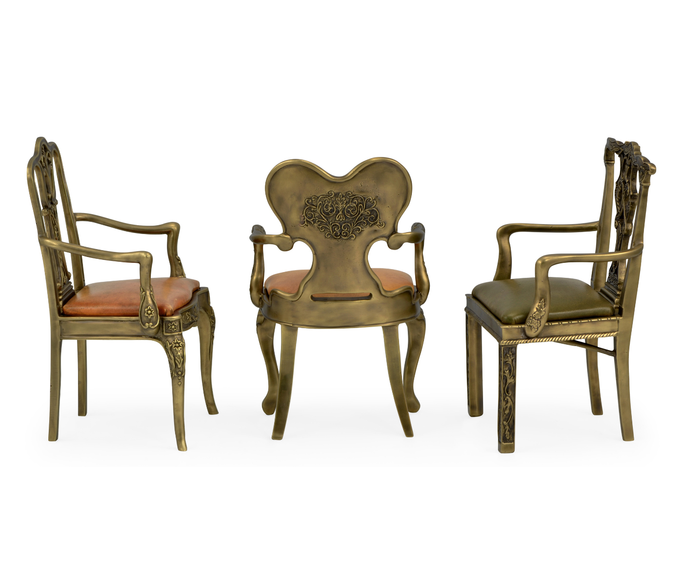Set of Light Brass Miniature Dining Chairs