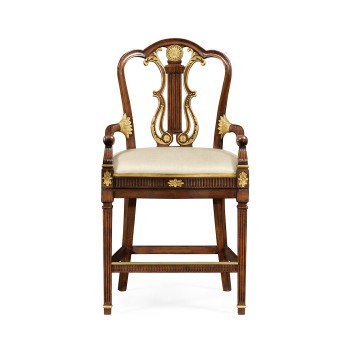 Buckingham Lyre Back Arm Counter Stool