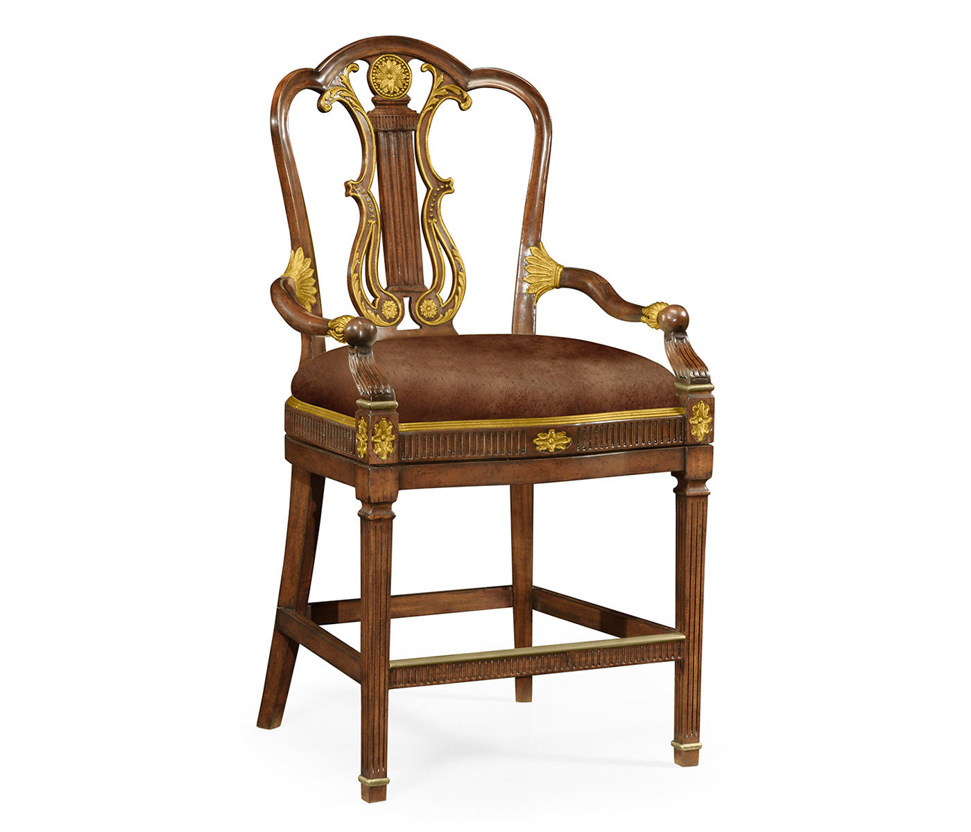 Buckingham Lyre Back Arm Counter Stool