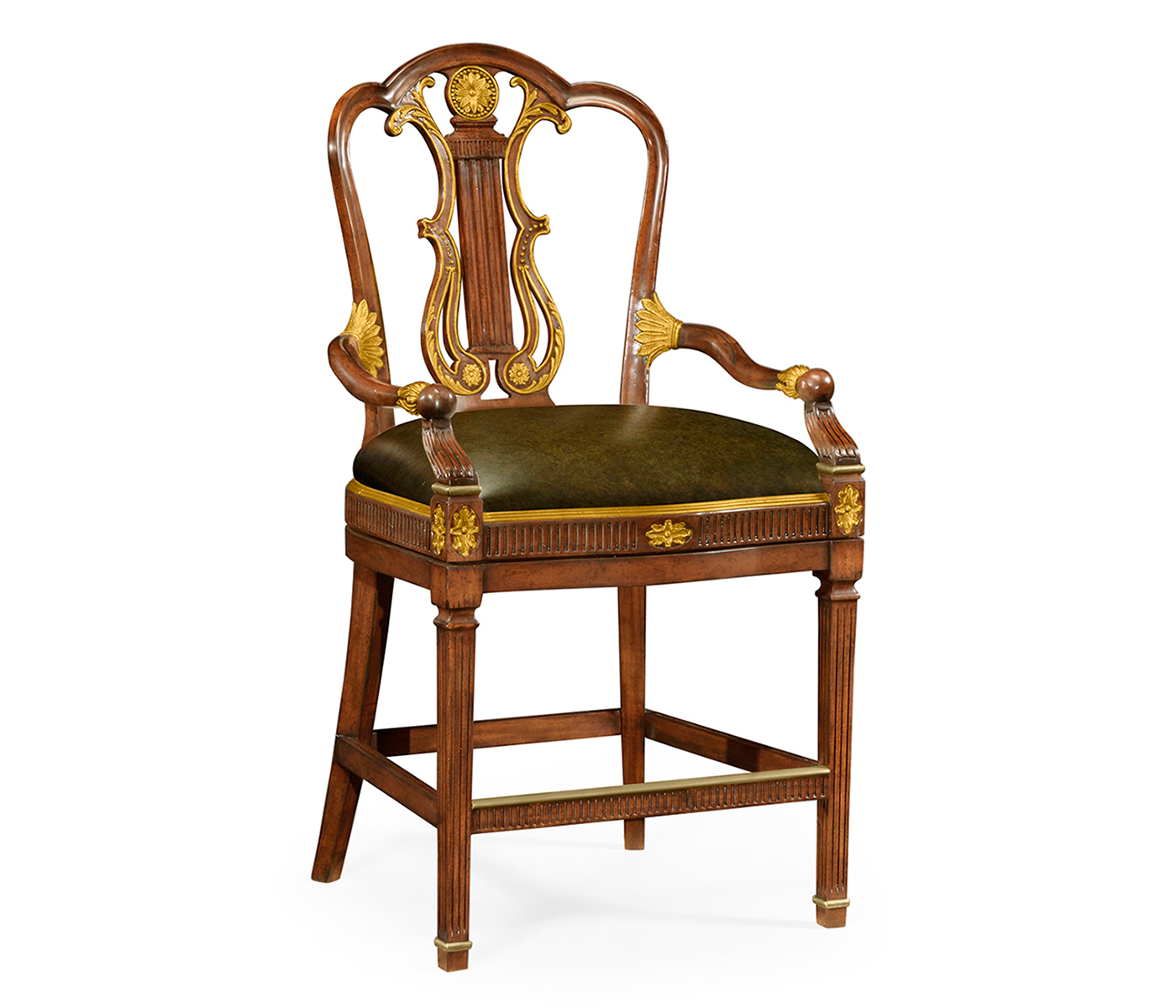 Buckingham Lyre Back Arm Counter Stool