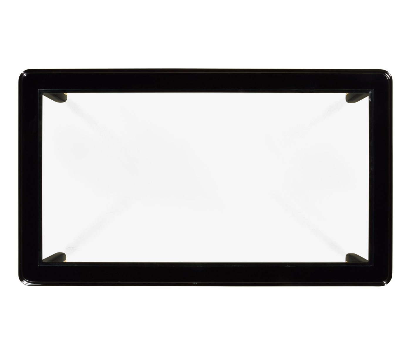 Black Coffee Table in Gloss Painted Black with Clear Glass Top