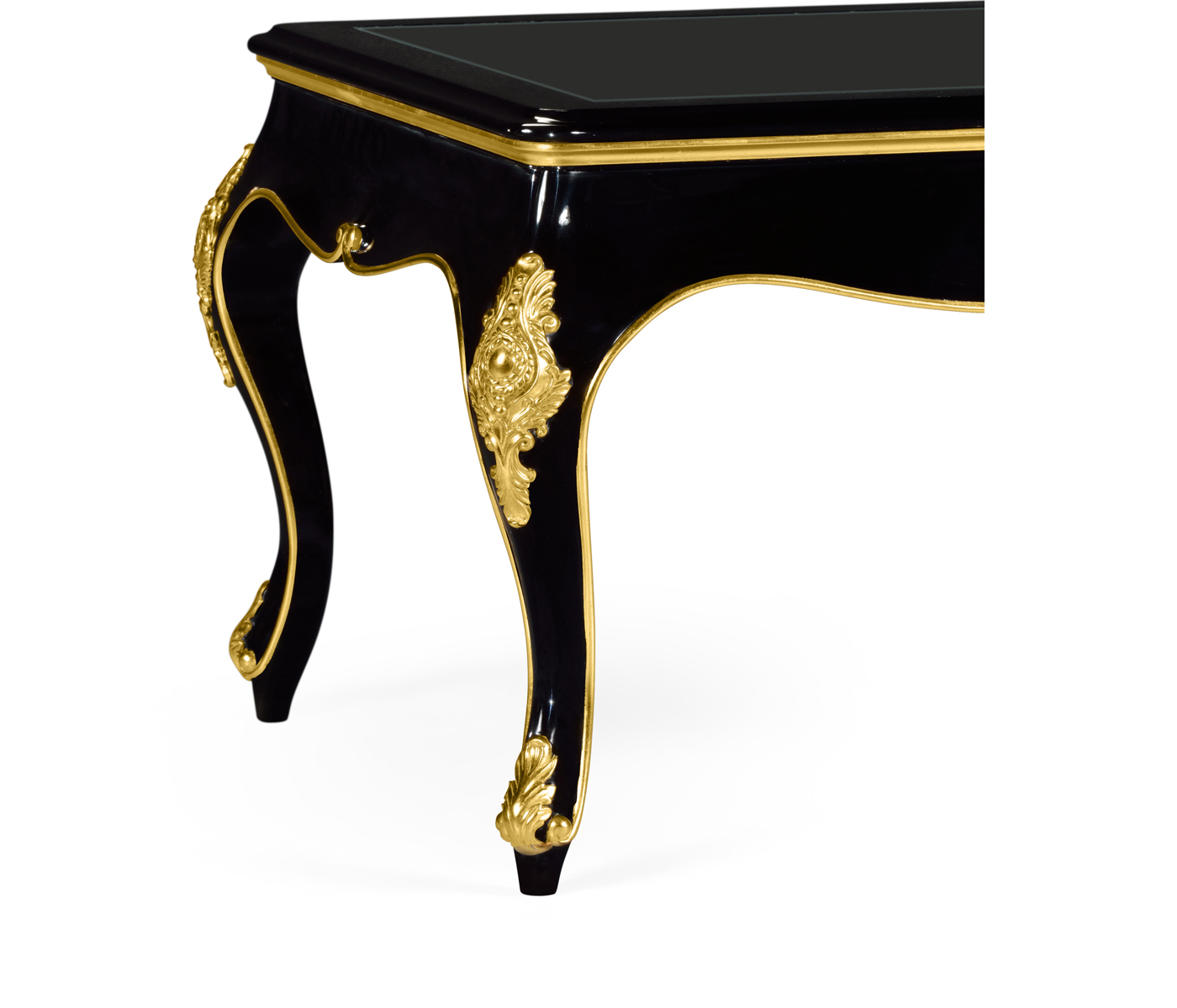 Black Coffee Table in Gloss Painted Black with Clear Glass Top