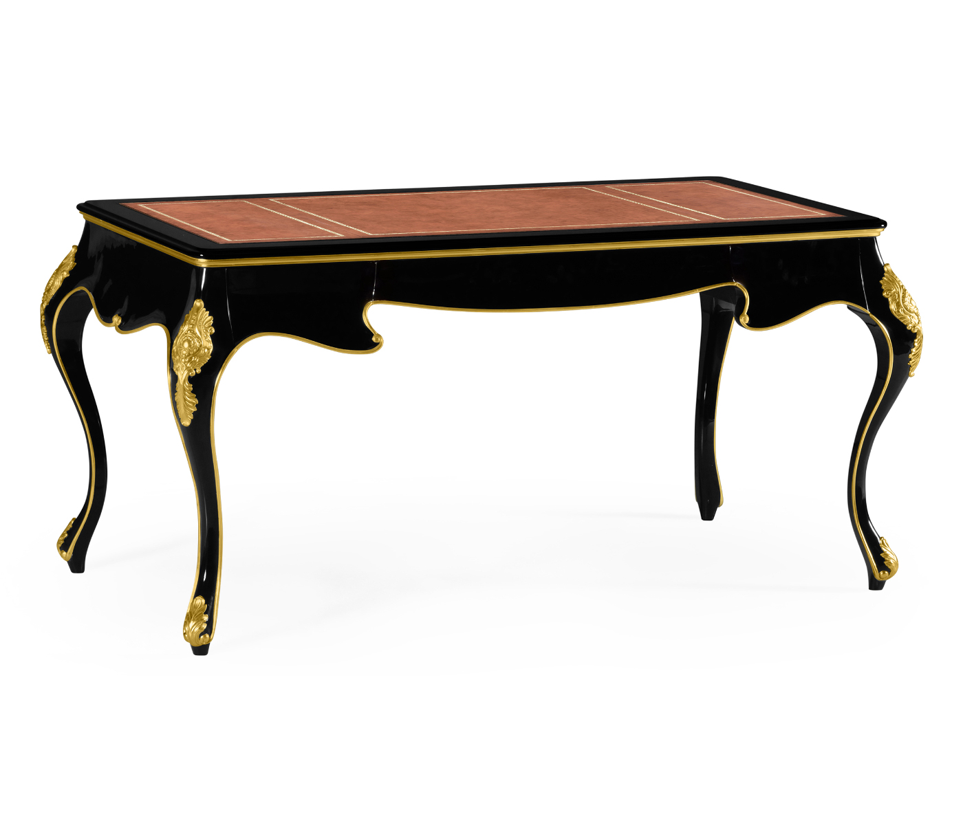 Black Writing Desk with Red Leather Top
