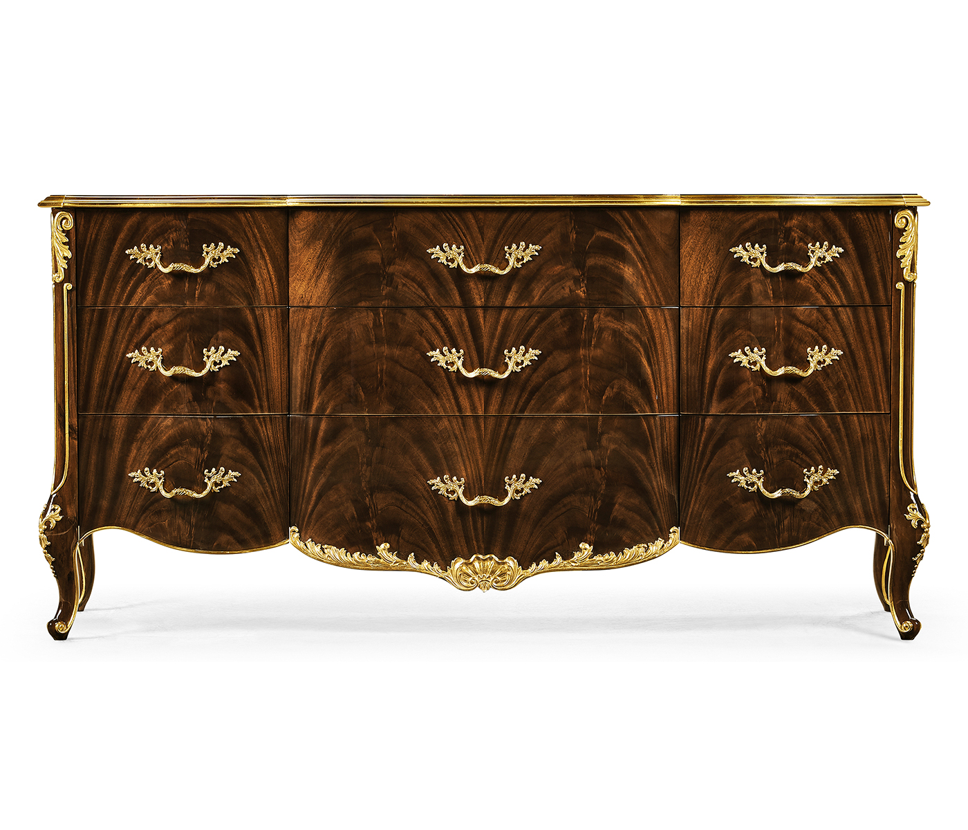 9 Drawer Triple Dresser Brown Mahogany