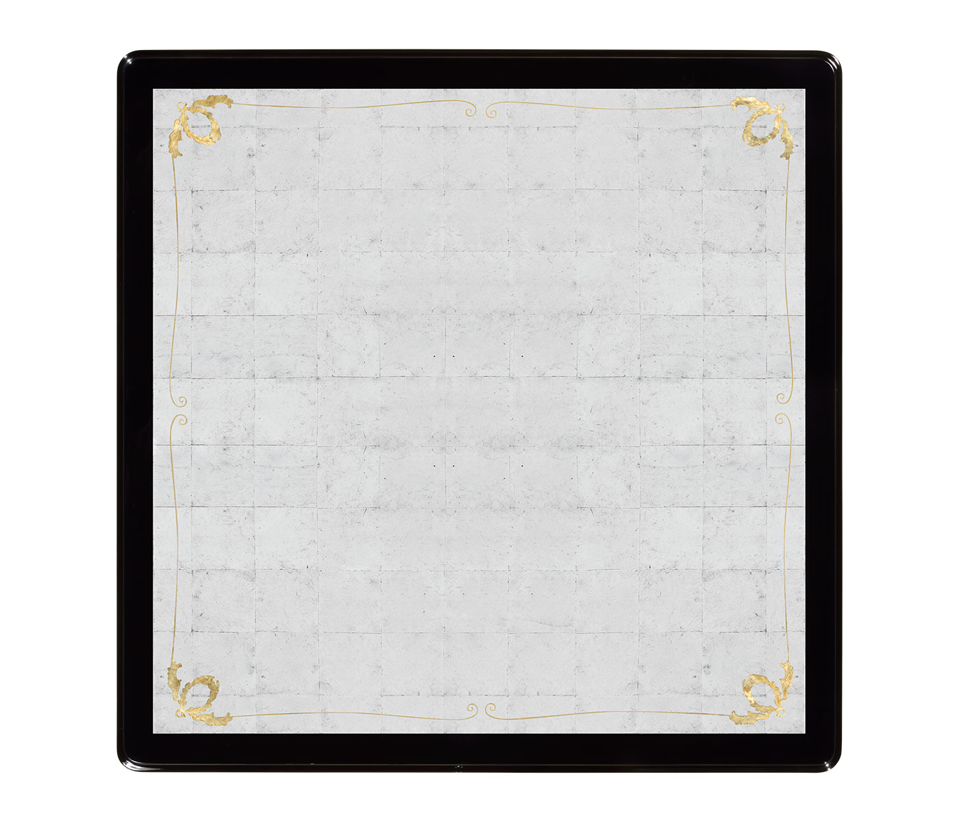 Black Square Coffee Table with Eglomise Glass Top