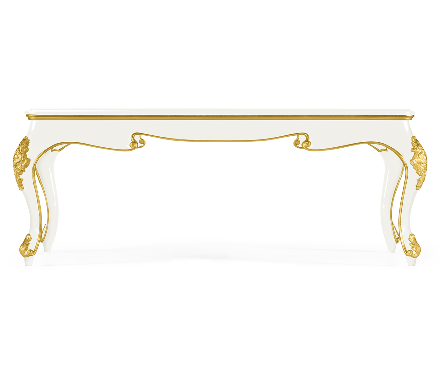 White Coffee Table with Clear Glass Top