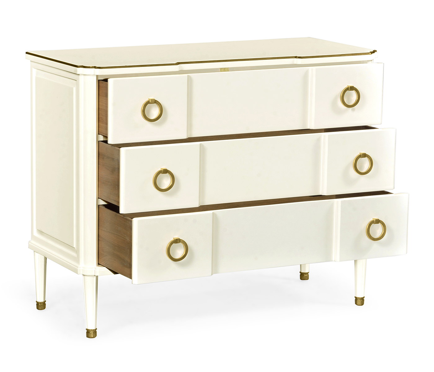 Ivory & Brass Chest of Three Drawers