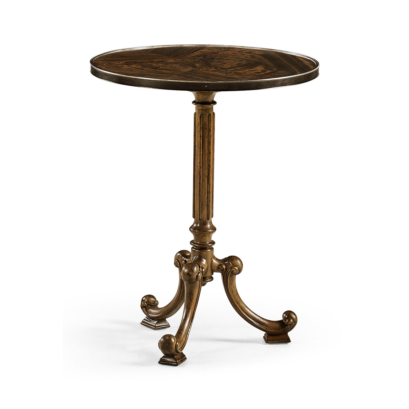 Brown Mahogany Lamp Table with Brass Moulding