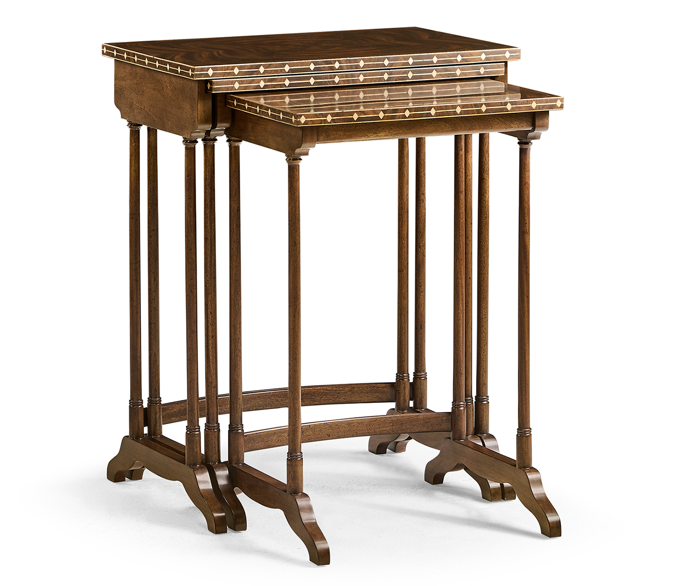 3 Nesting Tables with Faux Bone Inlay