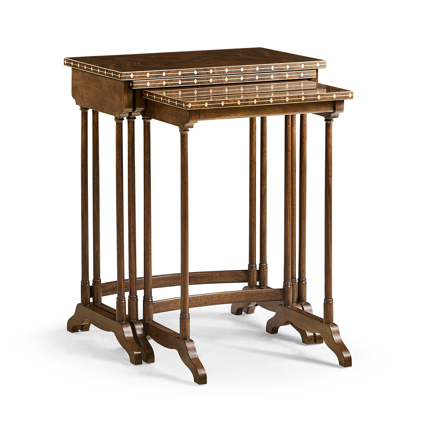 3 Nesting Tables with Faux Bone Inlay