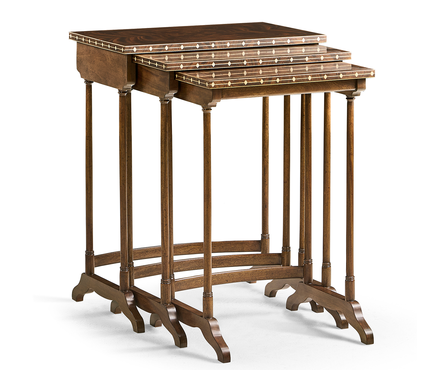 3 Nesting Tables with Faux Bone Inlay