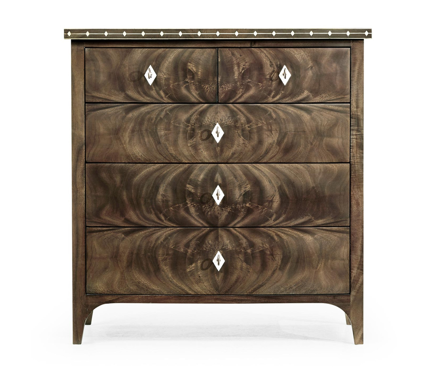 Small Bleached Mahogany Chest of Drawers with Bone Inlay