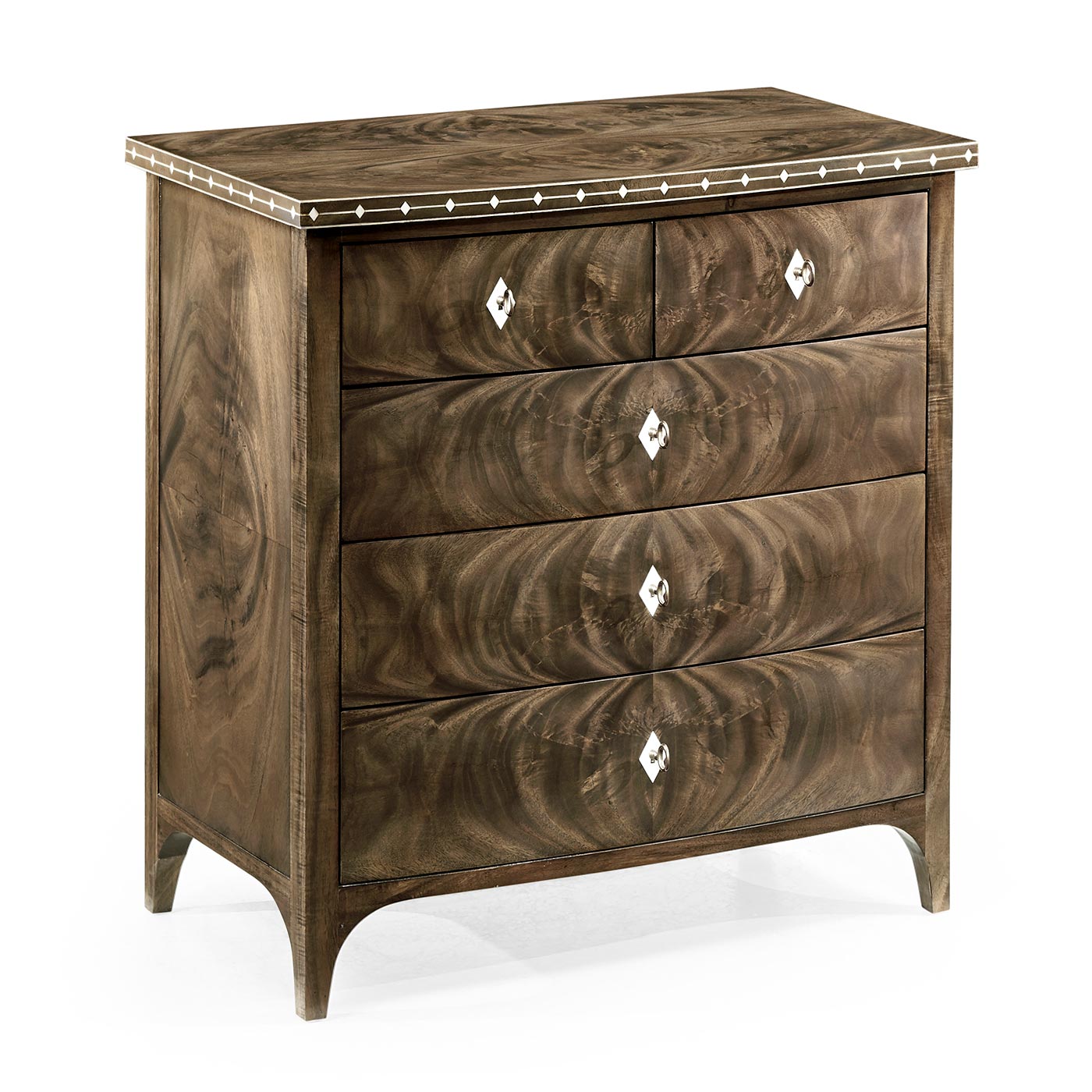 Small Bleached Mahogany Chest of Drawers with Bone Inlay