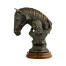 Antique Dark Bronze Young Girl & Her Horse