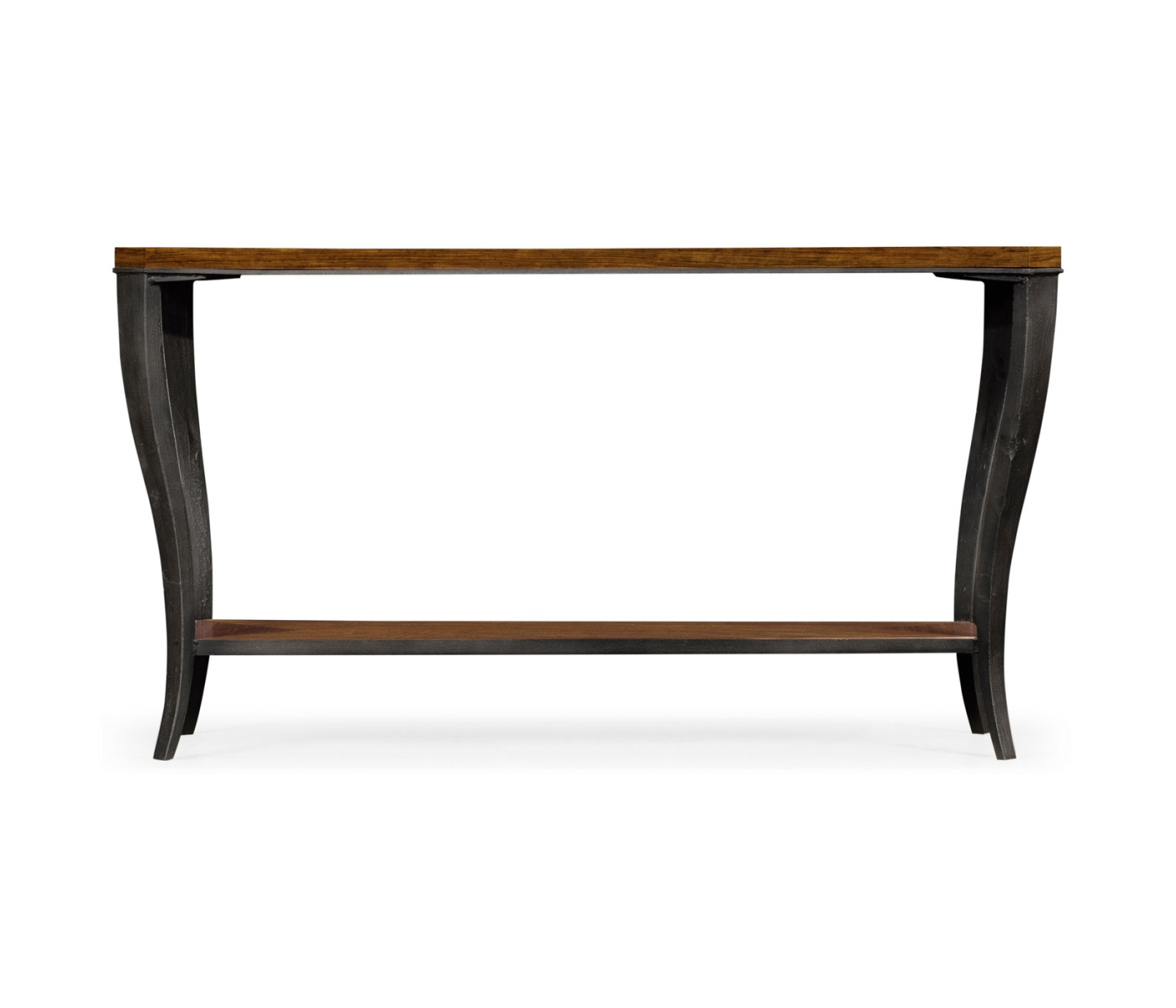 Rectangular Curved Daniella and Burl Walnut Console Table