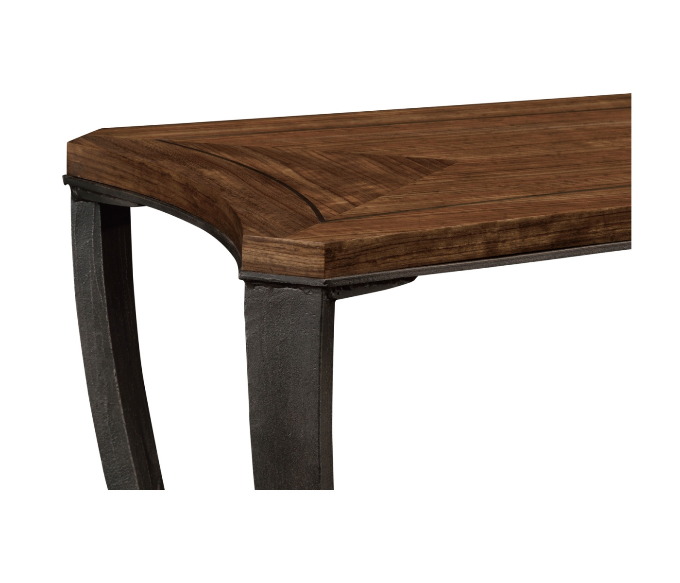 Rectangular Curved Daniella and Burl Walnut Console Table