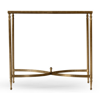 Rectangular Antique Brass End Table with Antique Mirror Top