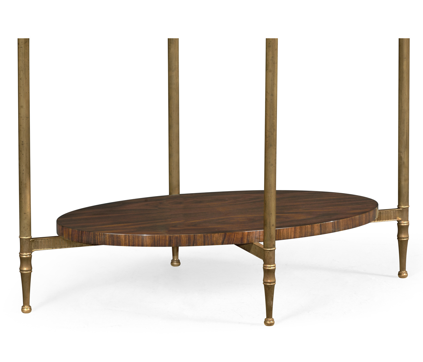 Oval Brass & Dark Santos Lamp Table with Antique Mirror Top