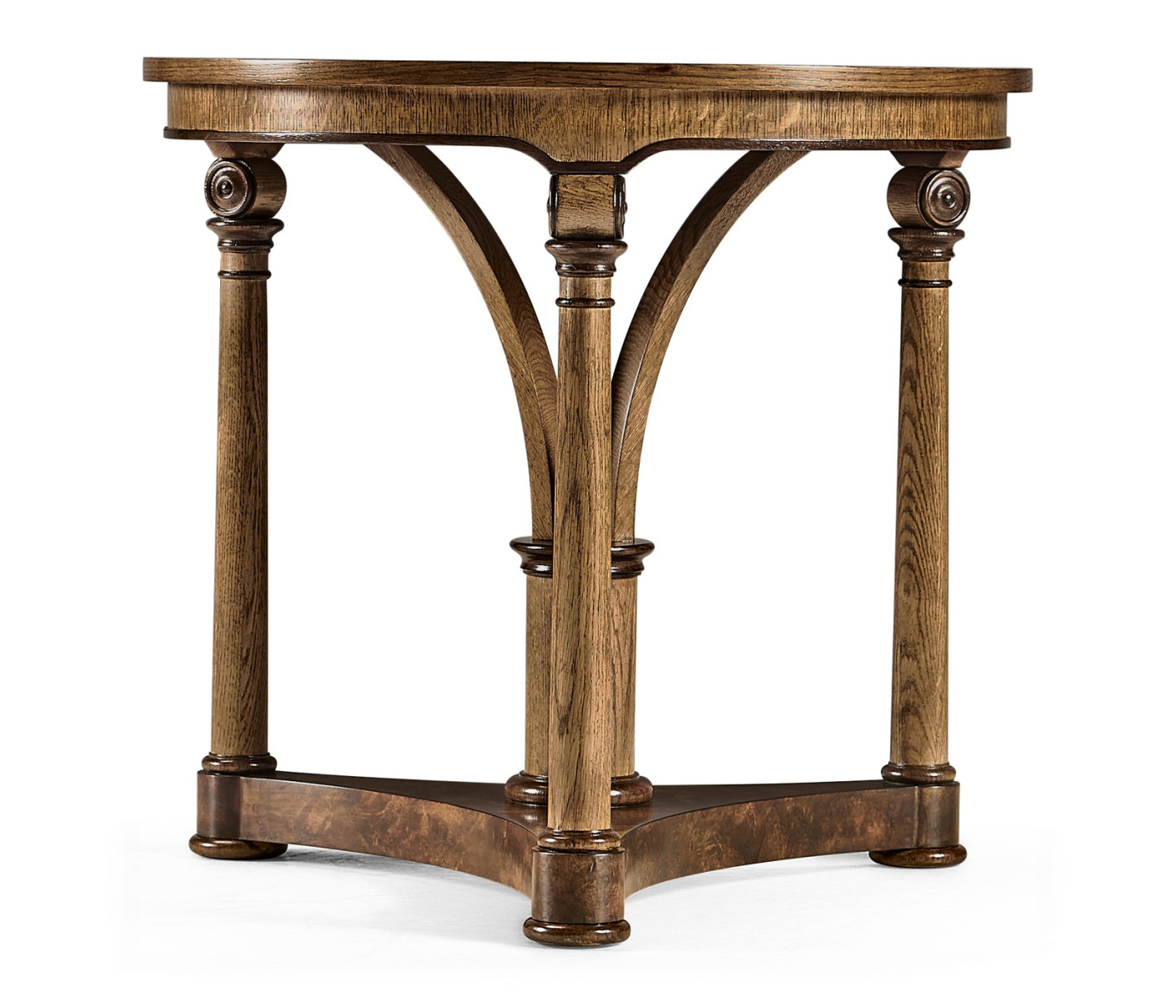 Round English Brown Oak Lamp Table