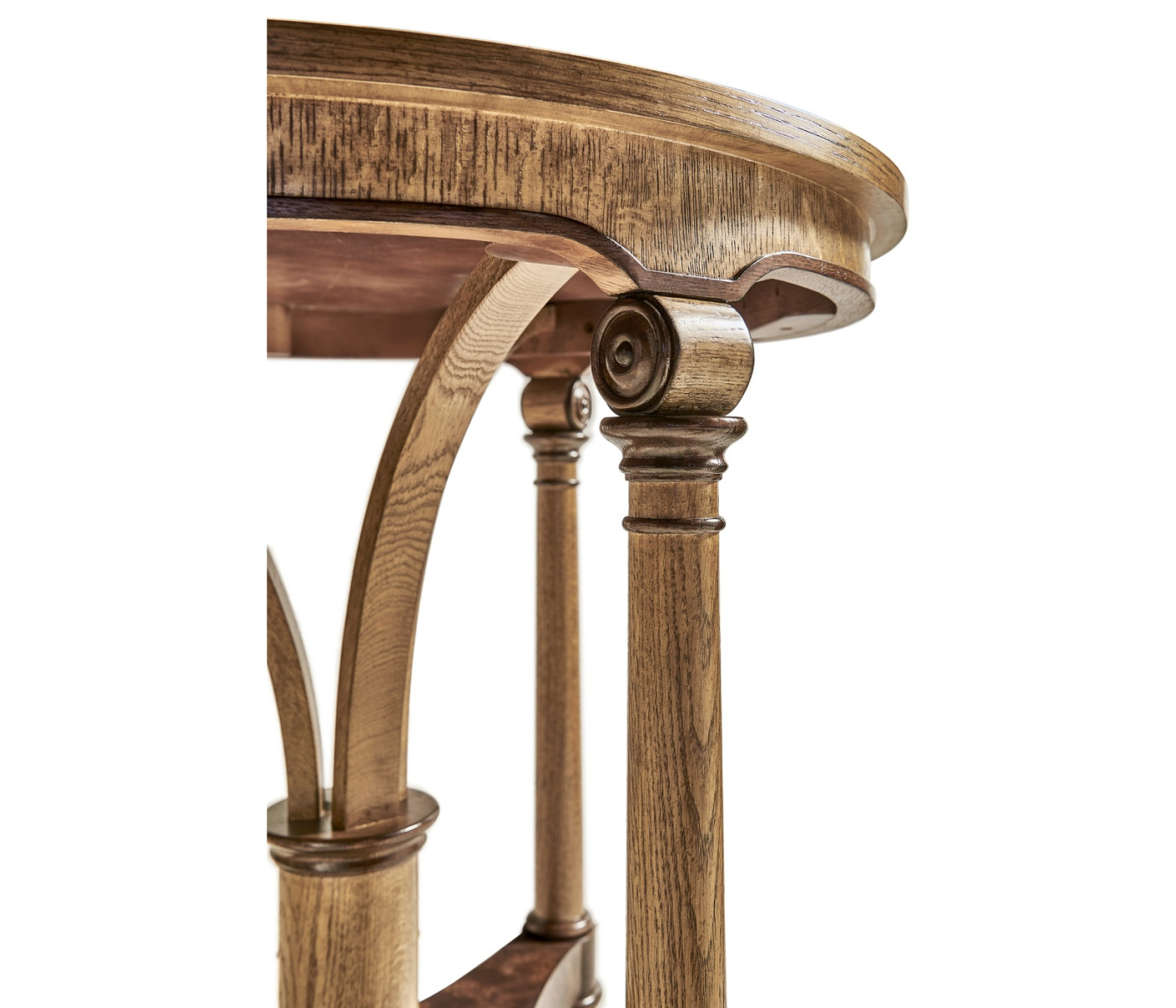 Round English Brown Oak Lamp Table