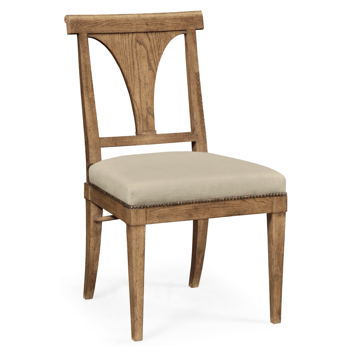 Cut-Out English Brown Oak Dining Side Chair