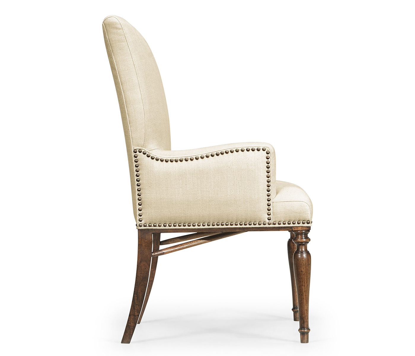 Square Back Bleached Crotch Walnut Dining Arm Chair