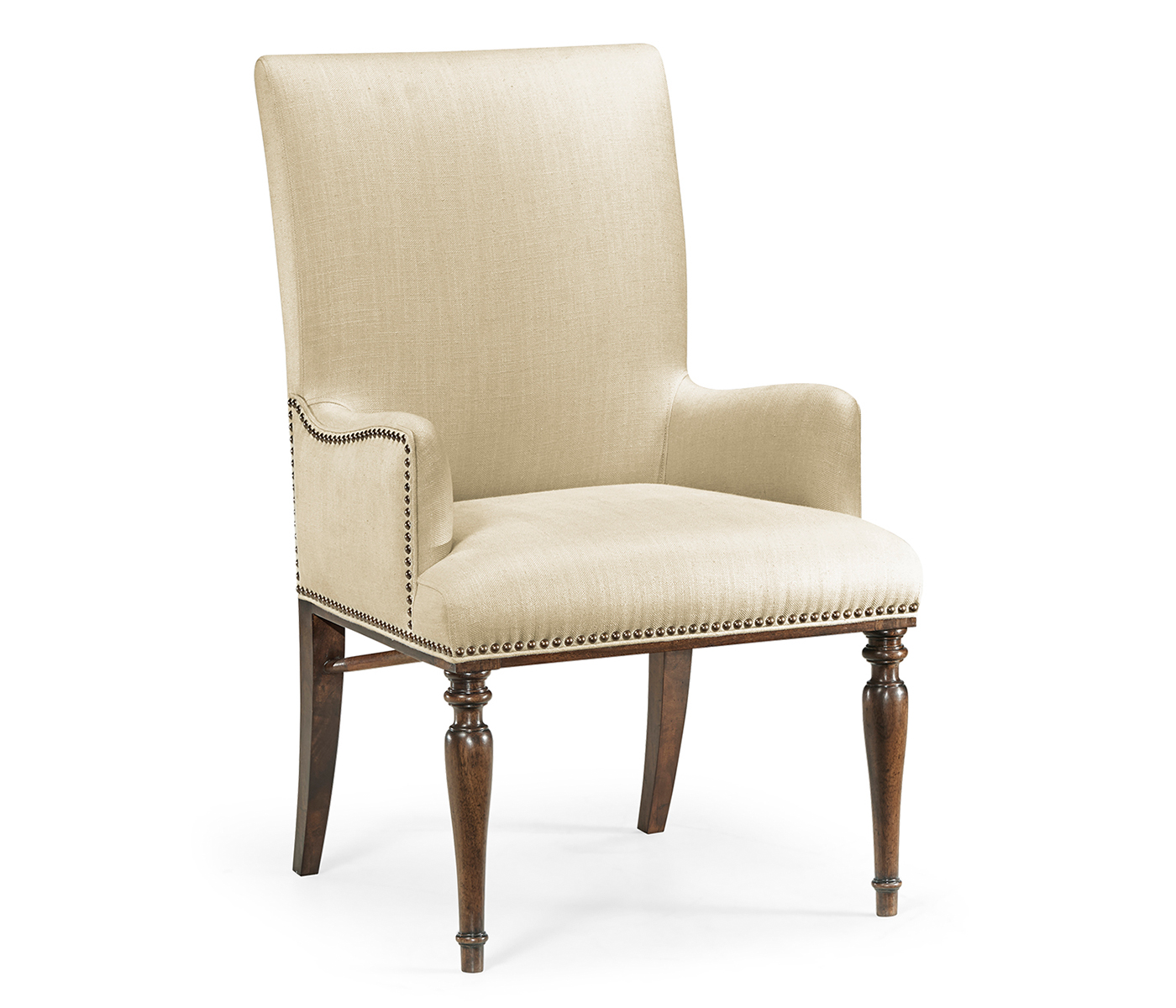 Square Back Bleached Crotch Walnut Dining Arm Chair