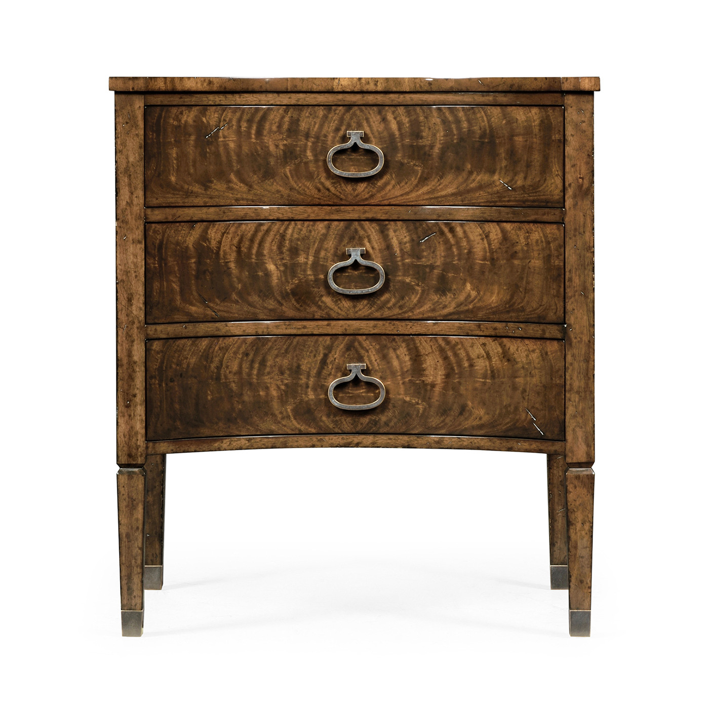Inward Bow Front Light Brown Mahogany Bedside Chest