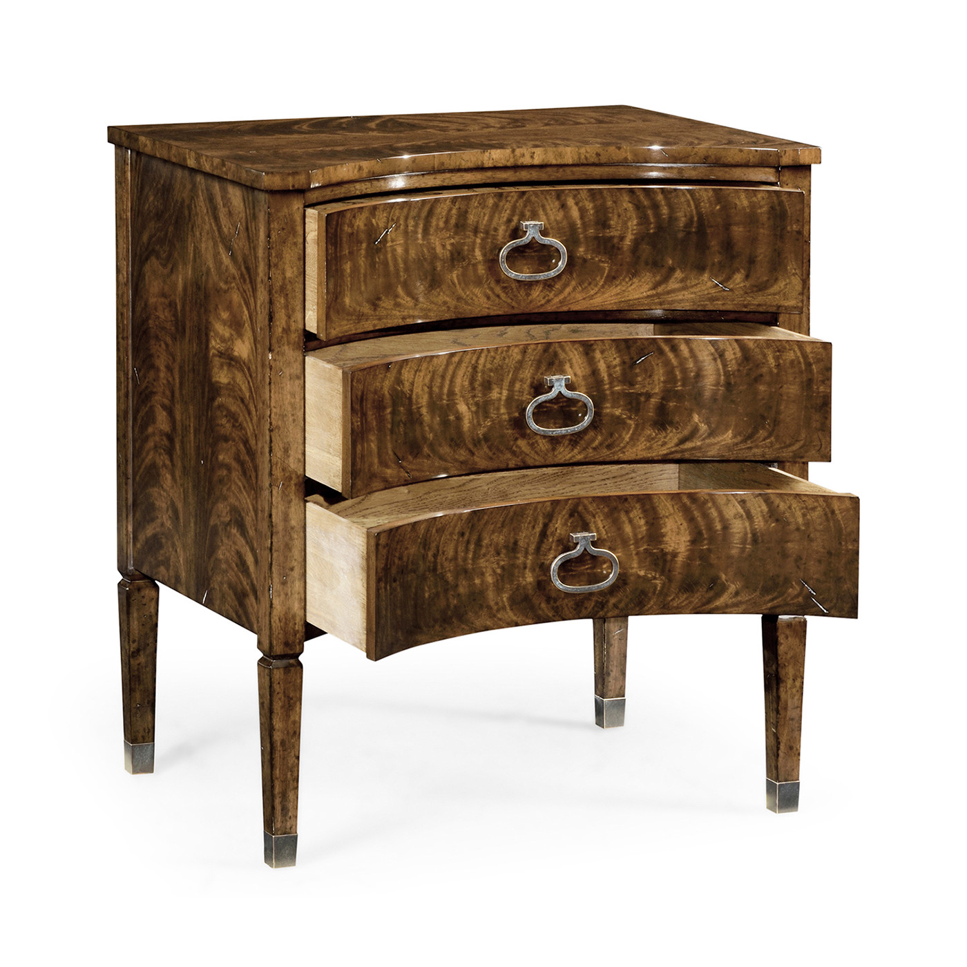 Inward Bow Front Light Brown Mahogany Bedside Chest