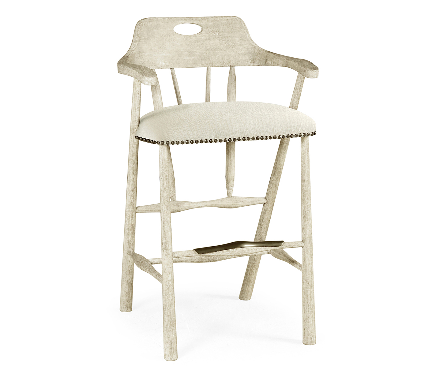 Smokers Style Whitewash Driftwood Bar Stool