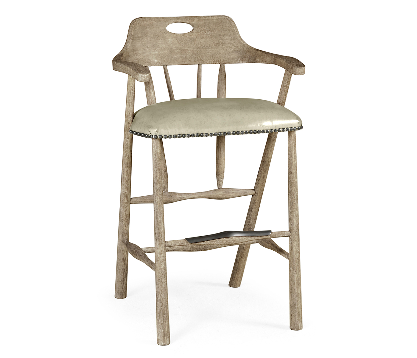 Smokers Style Grey Oak Bar Stool