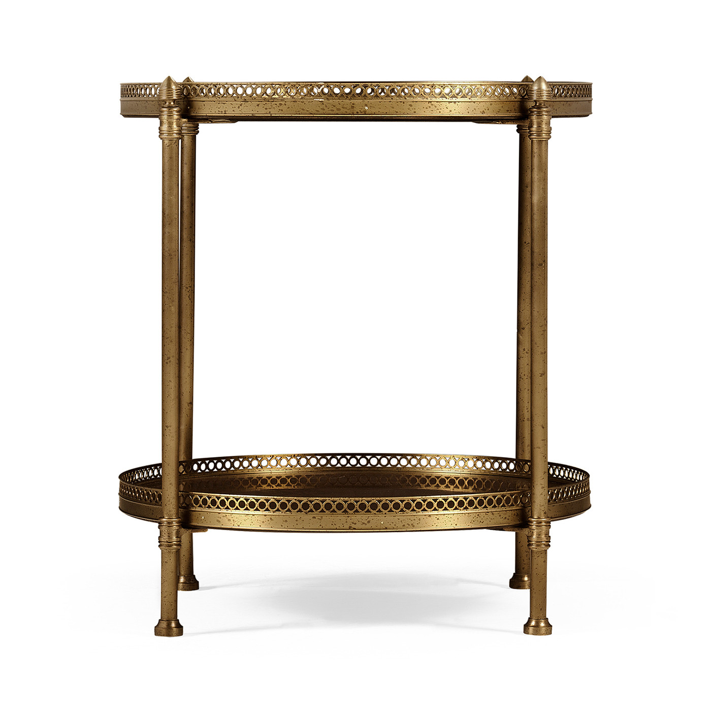 Round Light Brown Mahogany & Brass End Table
