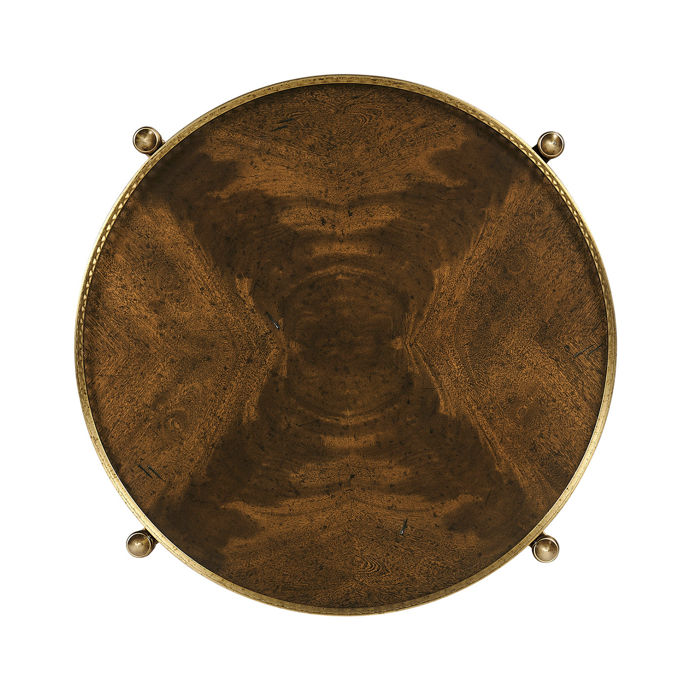 Round Light Brown Mahogany & Brass End Table