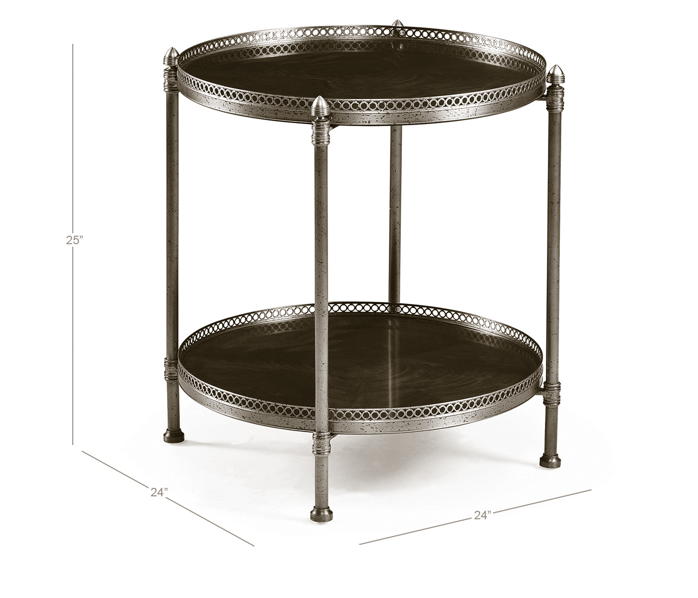 Round Light Brown Mahogany & Brass End Table