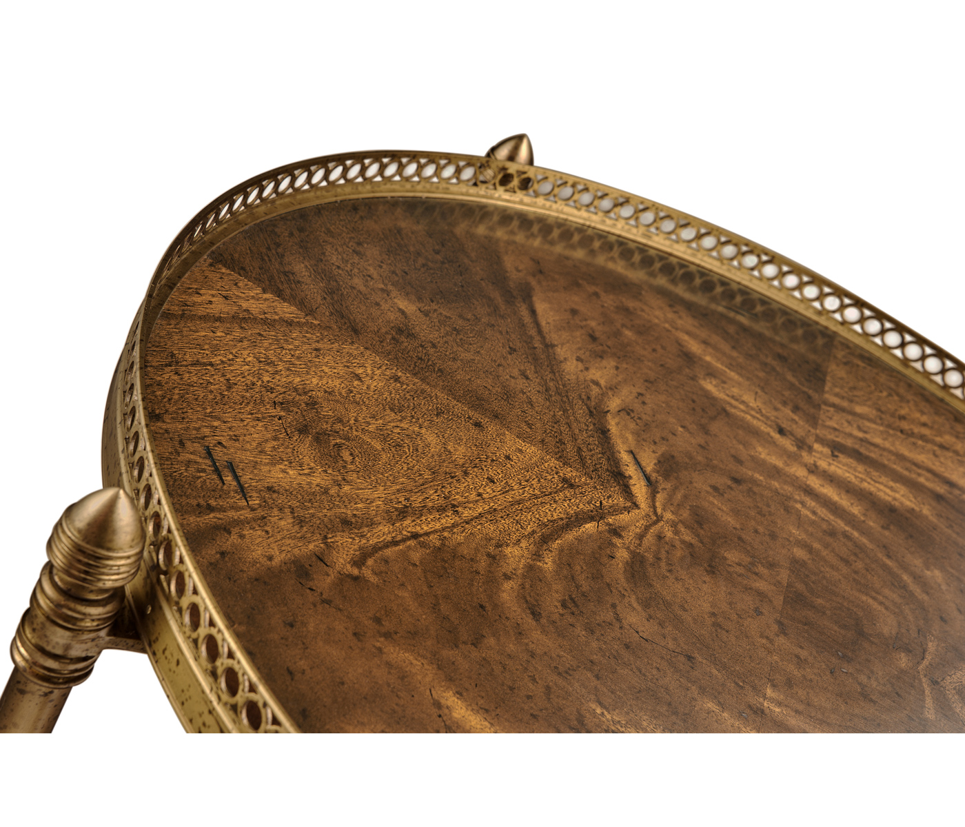 Round Light Brown Mahogany & Brass End Table