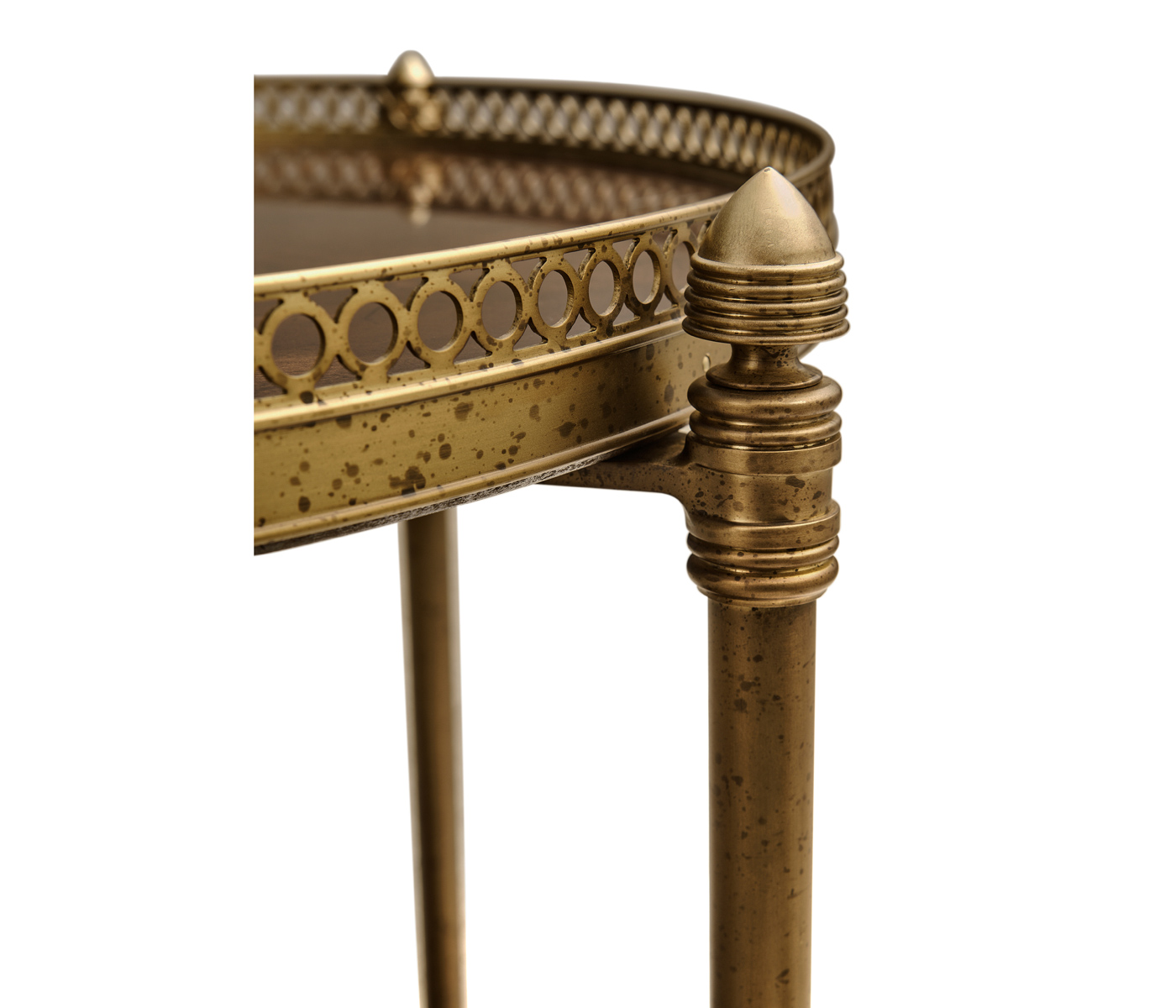 Round Light Brown Mahogany & Brass End Table