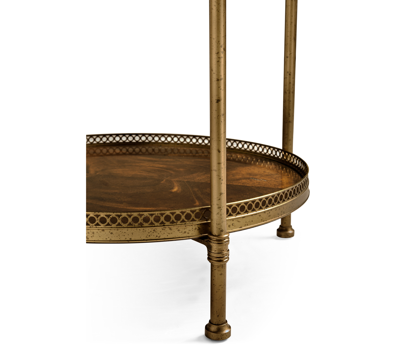 Round Light Brown Mahogany & Brass End Table