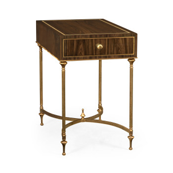 Rectangular Dark Santos & Brass End Table