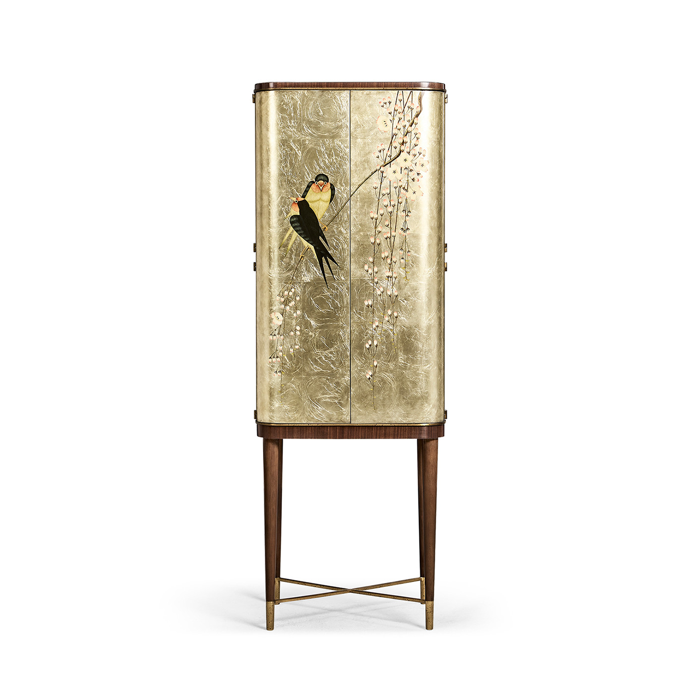 Handpainted on Light Gold Foil Drinks Cabinet