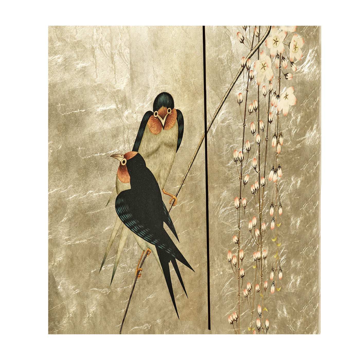 Handpainted on Light Gold Foil Drinks Cabinet