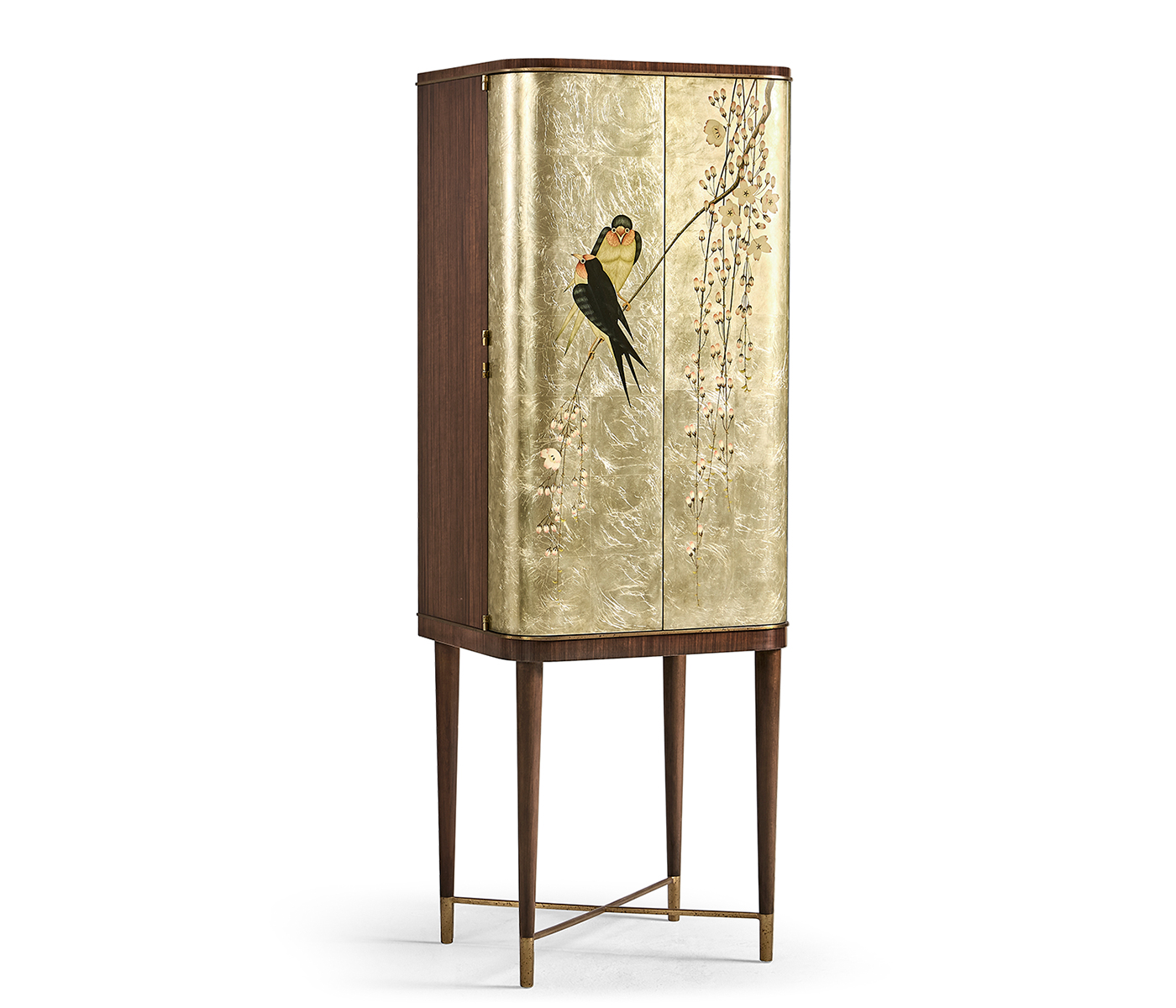 Handpainted on Light Gold Foil Drinks Cabinet