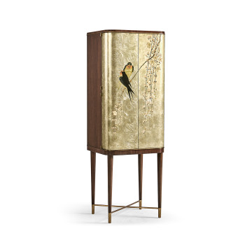 Handpainted on Light Gold Foil Drinks Cabinet